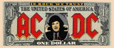 AC/DC Sew On Patch Angus Young Dollar Bill Logo