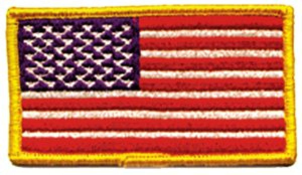 American Flag Iron-On Patch Gold Trim – Rock Band Patches