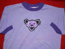 Grateful Dead Ringer T-Shirt Bear Head Purple Small