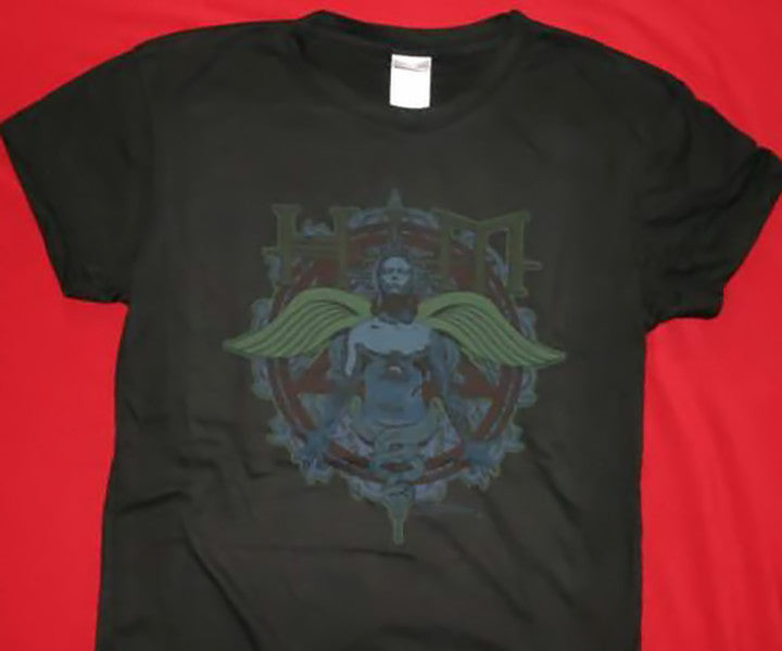 HIM Babydoll T-Shirt Wings Logo Black Size Junior Large