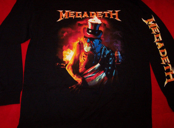 Megadeth Long Sleeve T-Shirt Uncle Sam Black Size Small New
