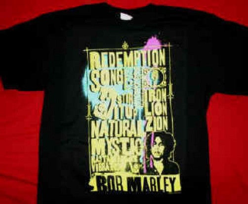 Bob Marley T-Shirt Song List Black Size Small