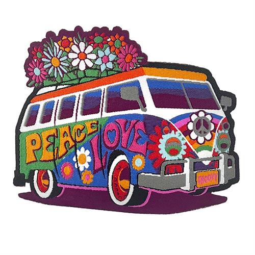 Peace Love Bus Iron-On Patch Flowers