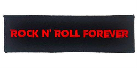 Rock N Roll Forever Iron-On Patch Red Letters Strip Logo