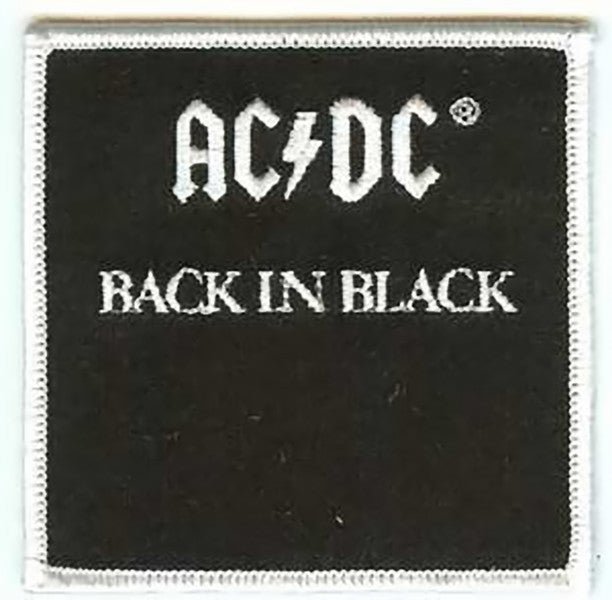AC/DC Iron-On Patch Square Back In Black Logo