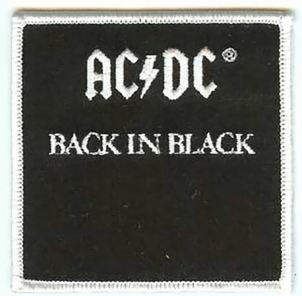 AC/DC IronOn Patch Square Back In Black Logo Rock Band Patches