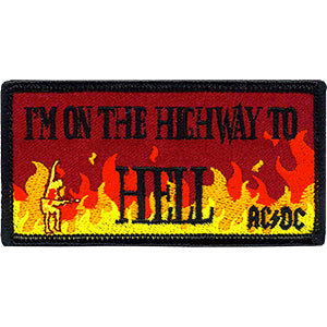 AC/DC Iron-On Patch I'm On The Highway To Hell Flames Logo