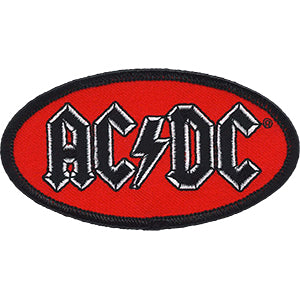 AC/DC Iron-On Patch Oval Black Letters Logo