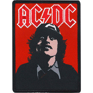 AC/DC Iron-On Patch Rectangle Angus Young Face Logo