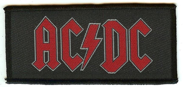 AC/DC Sew On Patch Rectangle Red Letters Logo – Rock Band Patches