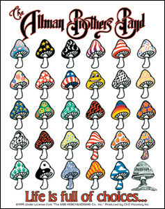 Allman Brothers Band Vinyl Sticker Mushrooms Life Is Full Of Choices