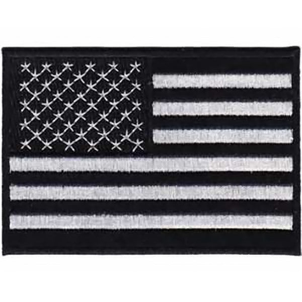 American Flag Iron-On Patch Black And White