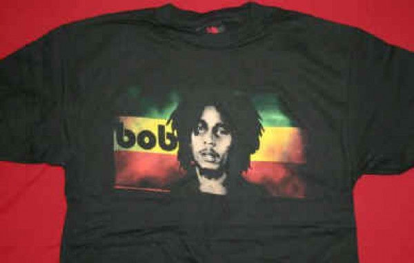 Bob Marley T-Shirt Face Logo Black Size Large
