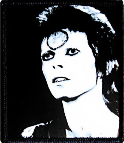 David Bowie Iron-On Patch Rectangle BW Face Logo