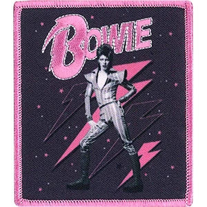 David Bowie Iron-On Patch Pink Bolts Logo