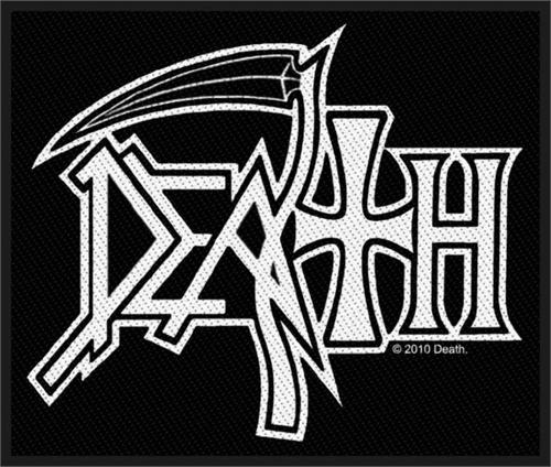 Death Sew On Patch Rectangle White Letters Logo
