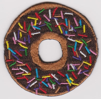 Donut Iron-On Patch Chocolate With Sprinkles