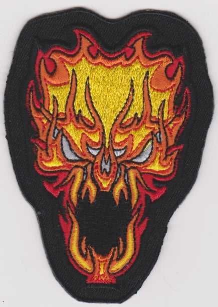 Flaming Skull Iron-On Patch