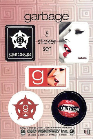 Garbage Sticker Set 5 Stickers Lips Stars