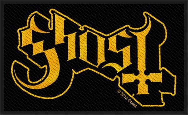 Ghost Sew On Patch Gold Letters Logo