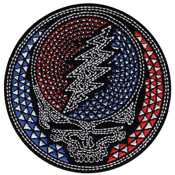 Grateful Dead Iron-On Patch Round Staind Glass Style
