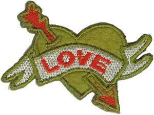 Love Iron-On Patch Green Heart Arrow Logo