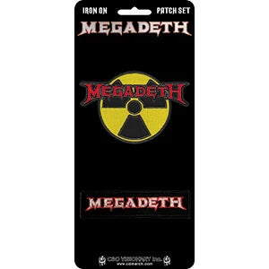 Megadeth Iron-On Patch Set Radioactive Logo And Strip Letters Logo