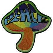 Mushroom Iron-On Patch Peace Logo