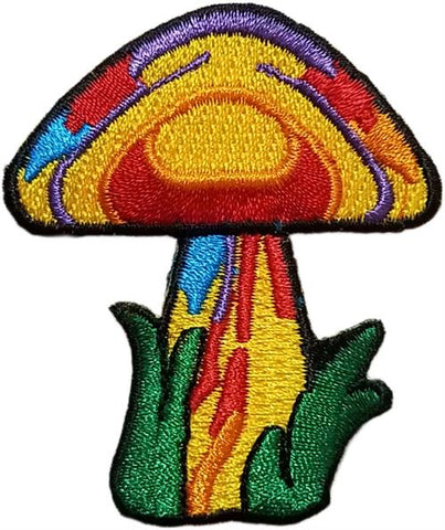 Mushroom Iron-On Patch With Greens