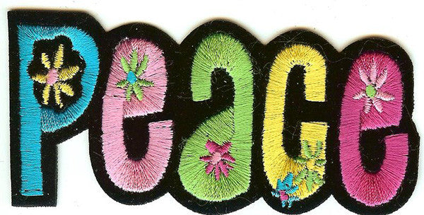Peace Iron-On Patch Flowers Letters Logo