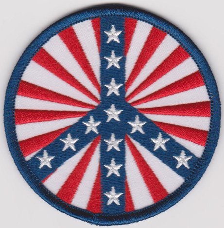 Peace Sign Iron-On Patch Round Stars And Stripes