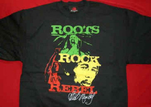 Bob Marley T-Shirt Roots Rock Rebel Black Size Large
