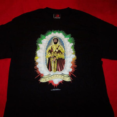 Haile Selassie Long Sleeve T-Shirt Rastafari Black Size Medium