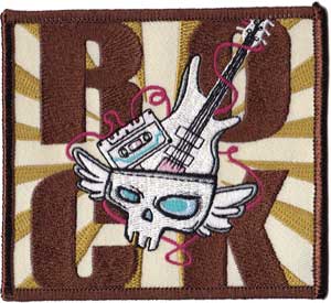 Rock Iron-On Patch Cassette Skull Guitar