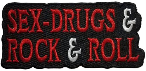 Sex Drugs Rock And Roll Iron-On Patch Red Letters Logo
