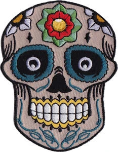 Sugar Skull Iron-On Patch Blue Eyes