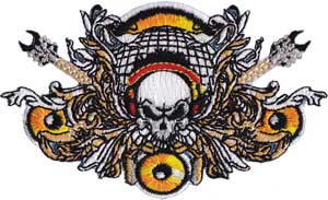 Skull With Guitars Iron-On Patch