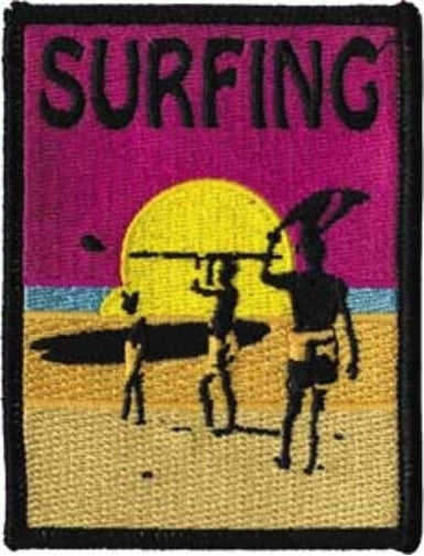 Surfing Iron-On Patch Rectangle Sun Surfer Logo