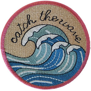 Surfing Iron-On Patch Round Catch The Wave