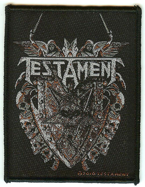 Testament Sew On Patch Pentagram Skulls Crest Logo