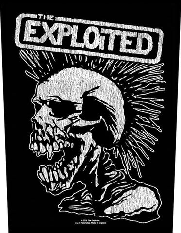 The Exploited Sew On Canvas Back Patch White Letters Skull Logo