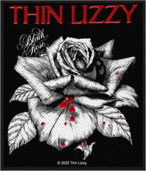 Thin Lizzy Sew On Patch Black Rose Logo