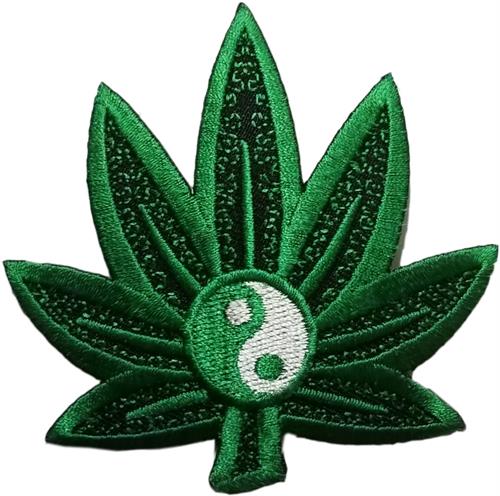 Weed Iron-On Patch Leaf Yin Yang Logo